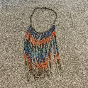Vibrant Beaded Fringe Necklace